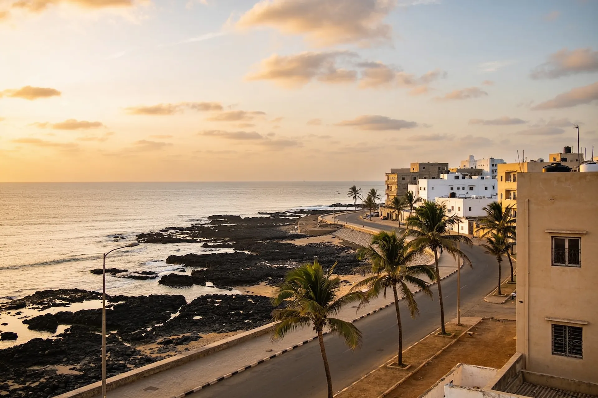 La corniche de Dakar en fin de journée